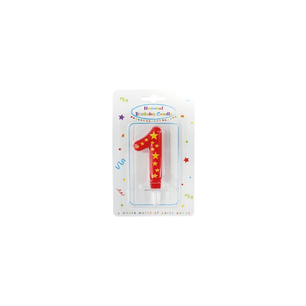 Colour birthday cake numeral candle 1