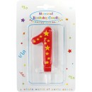 Colour birthday cake numeral candle 1