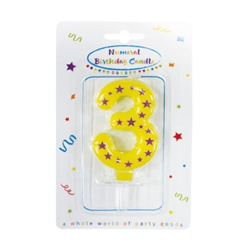 Colour cake candle, number candle 3