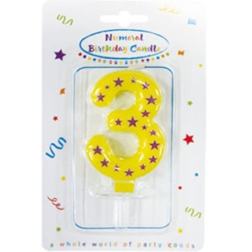Colour cake candle, number candle 3
