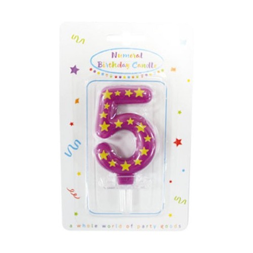 Colour birthday candle, number candle 5