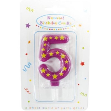 Colour birthday candle, number candle 5