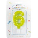 Colour birthday candle, number candle 6