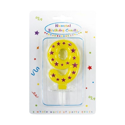 Colour birthday candle, number candle 9