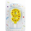 Colour birthday candle, number candle 9