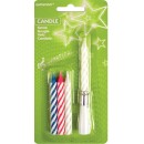 Colour birthday candle set with musical holder, 4 pcs