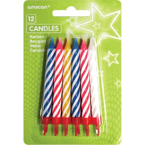 Colour birthday candle set, 12 pcs