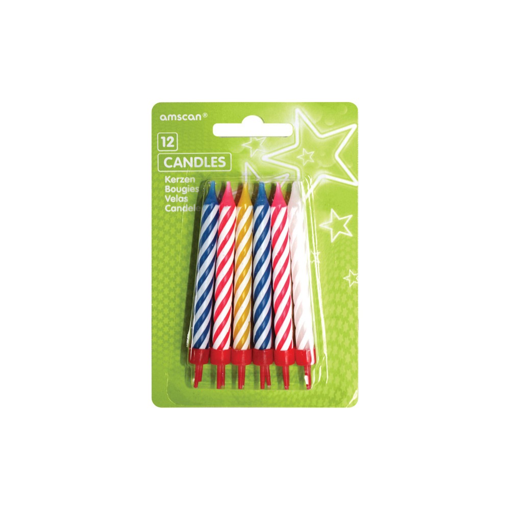 Colour birthday candle set, 12 pcs