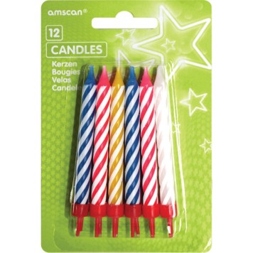 Colour birthday candle set, 12 pcs