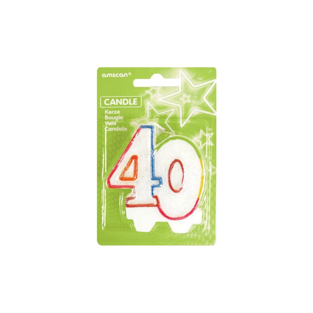 Colour Birthday Candle, Number Candle 40