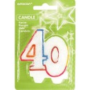 Colour Birthday Candle, Number Candle 40