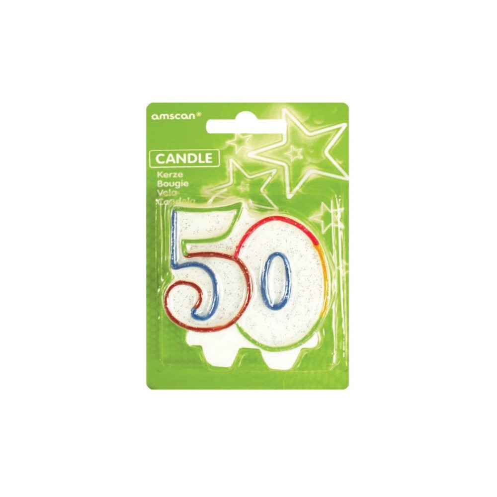Colour Birthday Candle, Number Candle 50