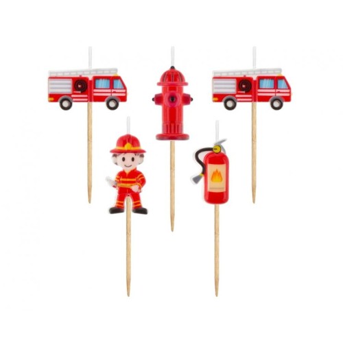 Fireman Red fire fighter, decorative candle set of 5