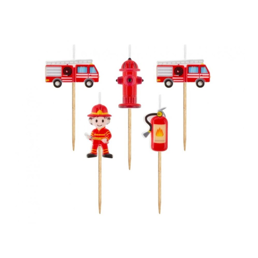 Fireman Red fire fighter, decorative candle set of 5