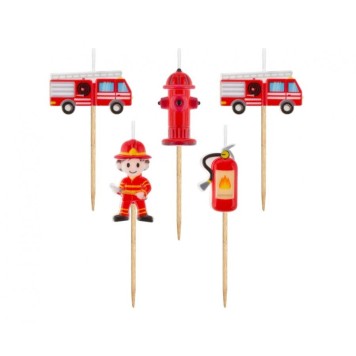 Fireman Red fire fighter, decorative candle set of 5