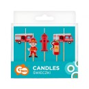 Fireman Red fire fighter, decorative candle set of 5