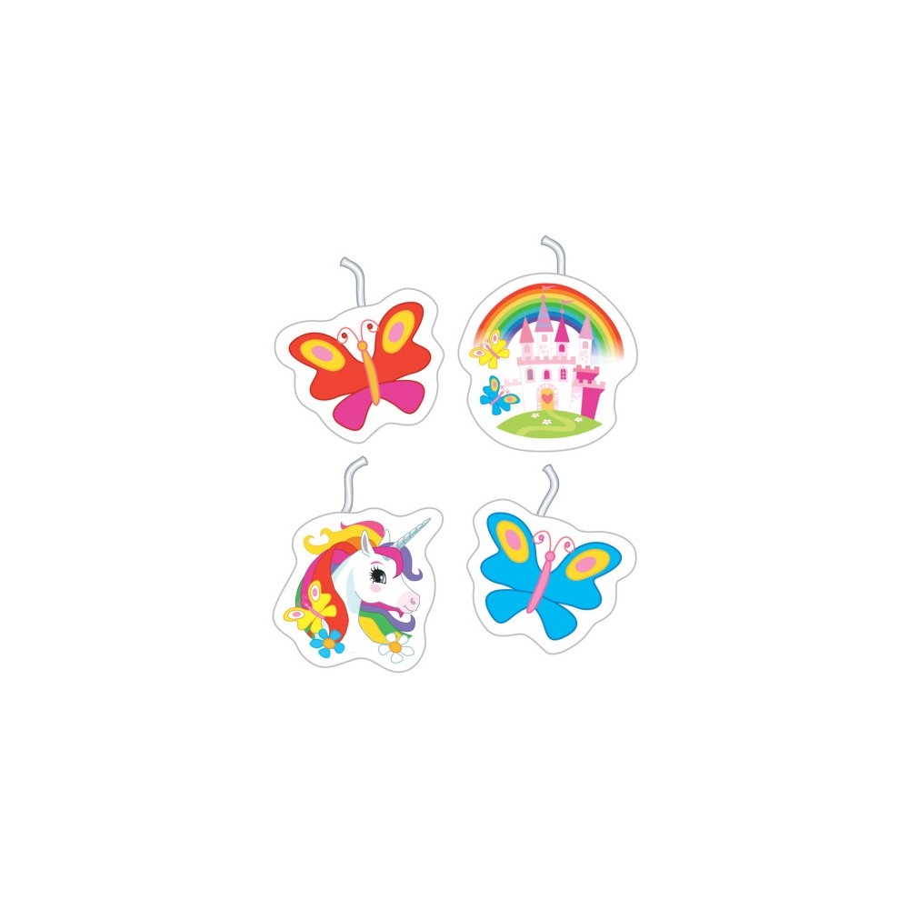 Unicorn Meadow cake candle set of 4