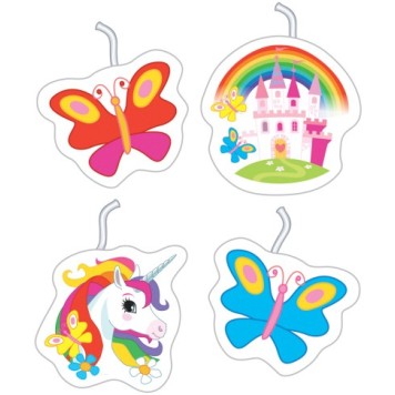 Unicorn Meadow cake candle set of 4