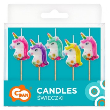 Unicorn Multicolour set of 5 cake candles