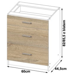 Szafka LIMA S60 SZ3 + BLAT BIAŁY/DĄB SONOMA