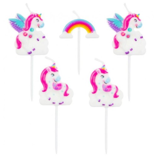 Unicorn Rainbow  birthday candle, candle set 5 pcs