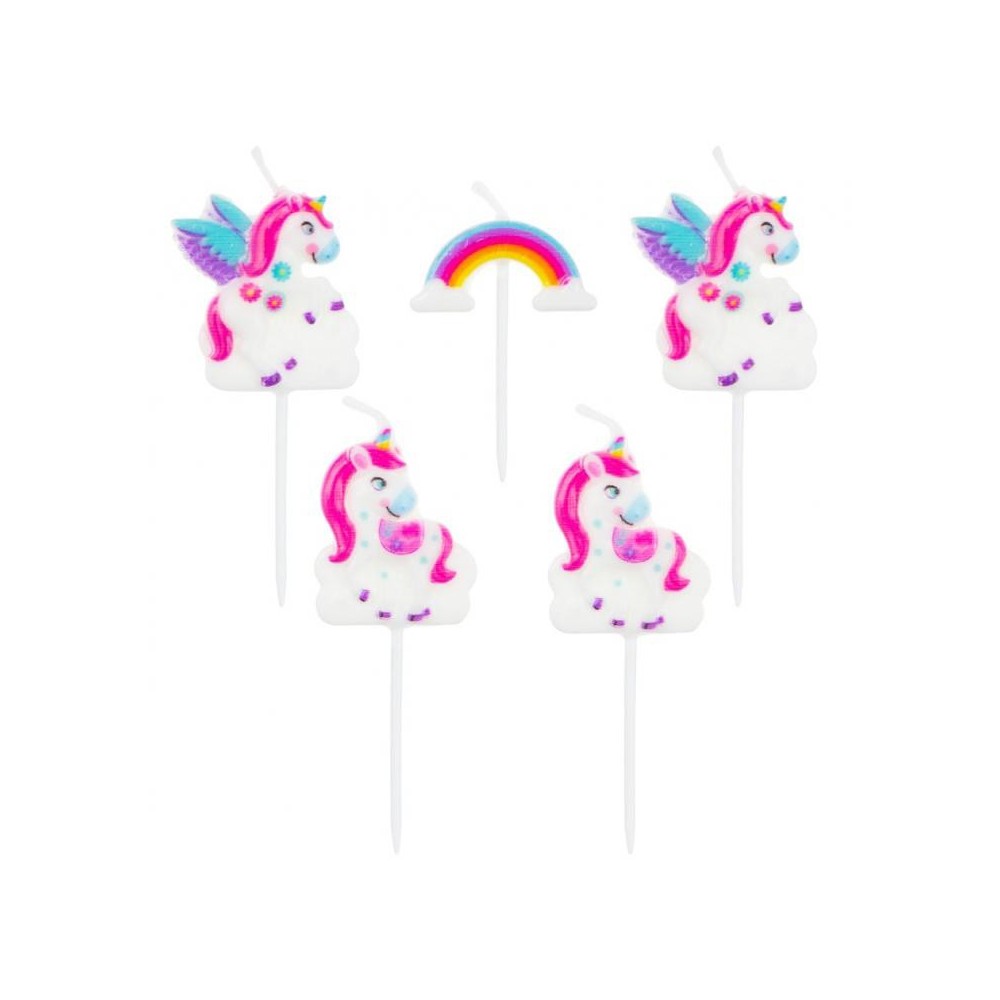 Unicorn Rainbow  birthday candle, candle set 5 pcs