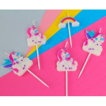 Unicorn Rainbow  birthday candle, candle set 5 pcs