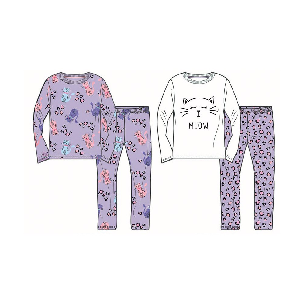 Cat Meow children’s long pajamas 5-12 years