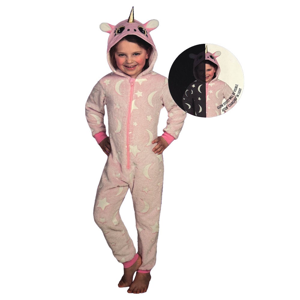Unicorn glow-in-the-dark children's long pajamas, jumpsuit 122/128 cm