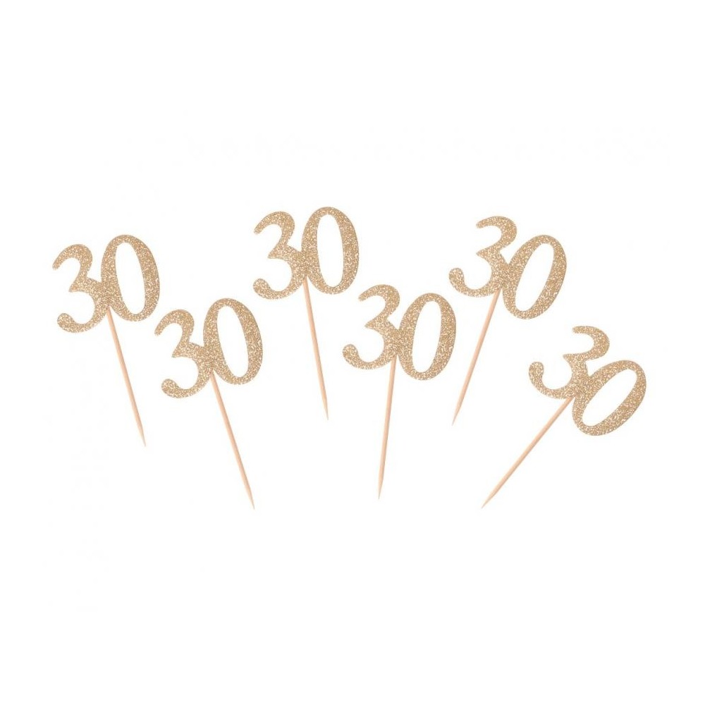 Happy Birthday Gold Gold 30 Decorative Stick Set of 6