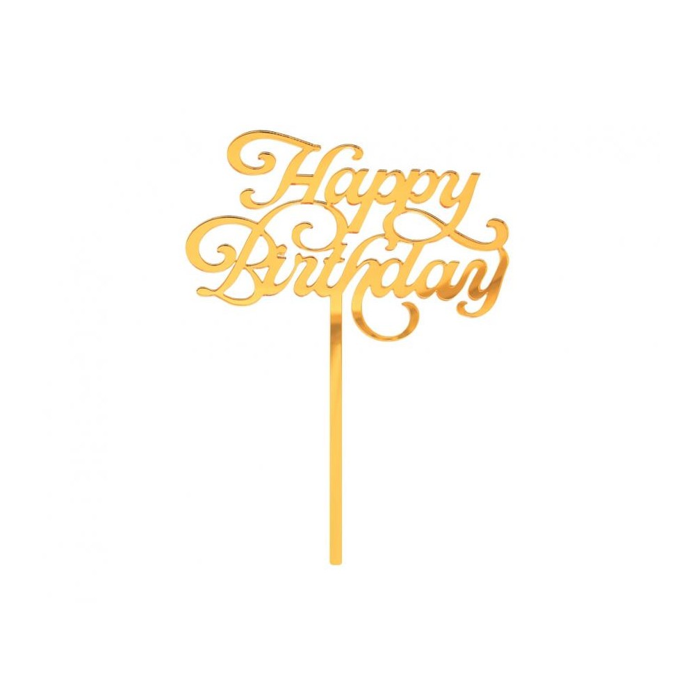 Happy Birthday Gold cake decoration 15 cm