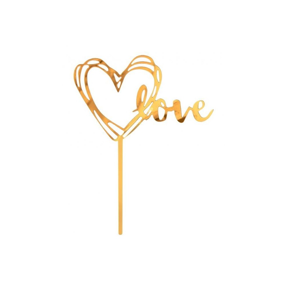 Wedding Gold Gold Heart Cake Decoration 13 cm