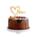 Wedding Gold Gold Heart Cake Decoration 13 cm