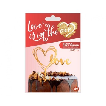 Wedding Gold Gold Heart Cake Decoration 13 cm