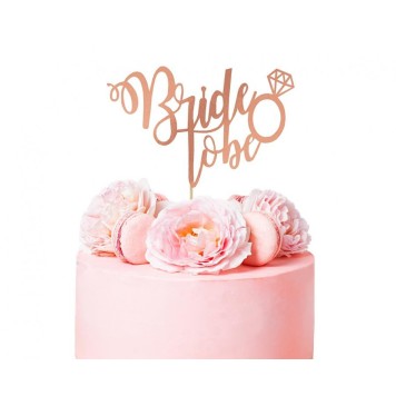 Wedding Bride to be rose gold cake decoration 16x15cm