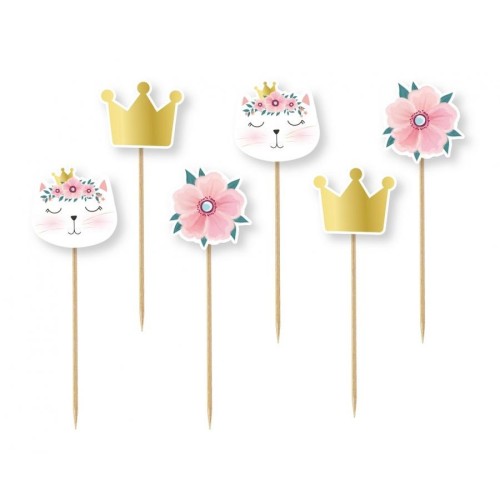 Cat Sleepy decorative stick 6 pieces