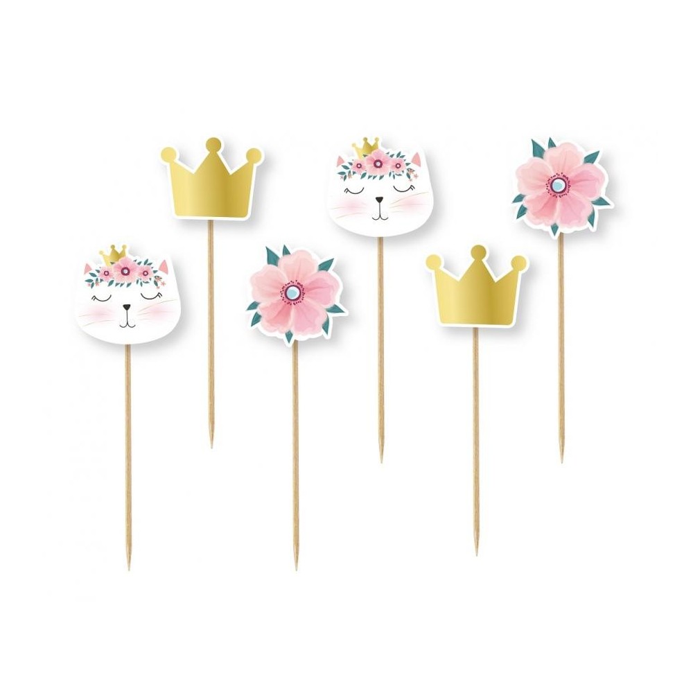 Cat Sleepy decorative stick 6 pieces