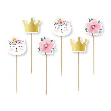 Cat Sleepy decorative stick 6 pieces