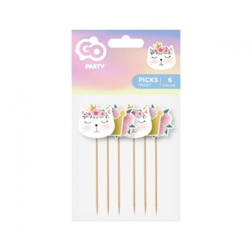 Cat Sleepy decorative stick 6 pieces