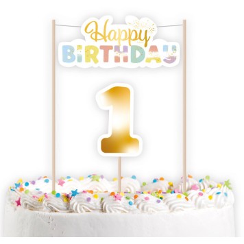 Happy Birthday Rainbow First Birthday Cake Decoration