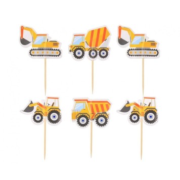 Construction Building Blocks decorative stick set of 6