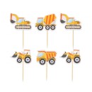 Construction Building Blocks decorative stick set of 6