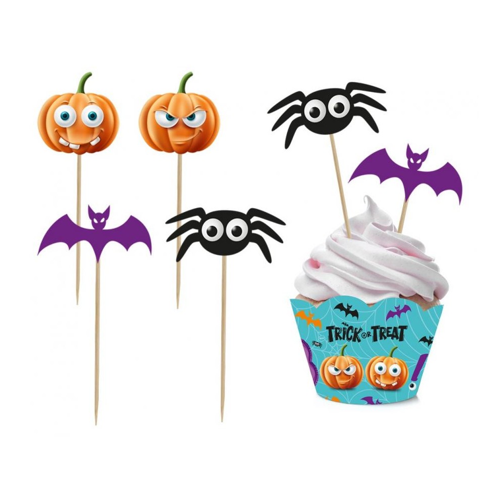 Halloween Boo decorative stick and muffin decoration 6 pcs