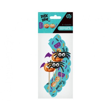 Halloween Boo decorative stick and muffin decoration 6 pcs