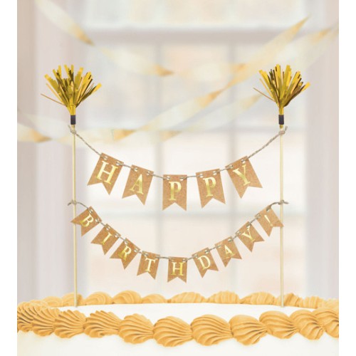 Happy Birthday Happy Birthday Gold Cake Decoration