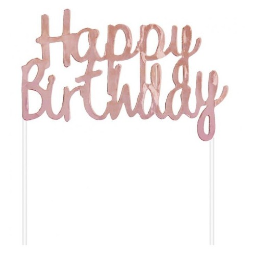 Happy Birthday Rose Gold Happy Birthday cake decoration