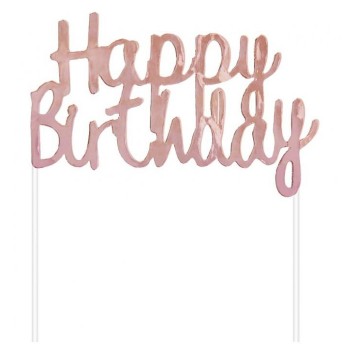 Happy Birthday Rose Gold Happy Birthday cake decoration