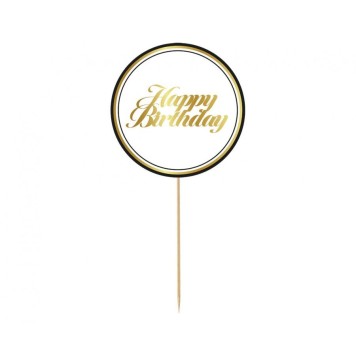 Happy Birthday White Happy Birthday cake decoration 10 cm