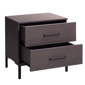 Table de chevet bois 2 tiroirs marron 55x44x57 cm
