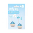 Happy Birthday Baby Boy Blue decorative sticks 12 pcs